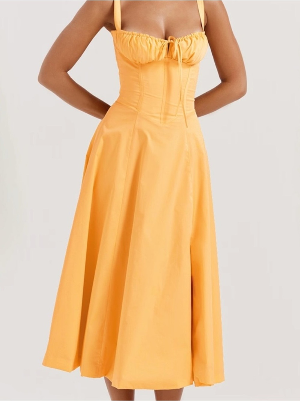 House of CB Sunflower Yellow Corset-Style Midi Dress